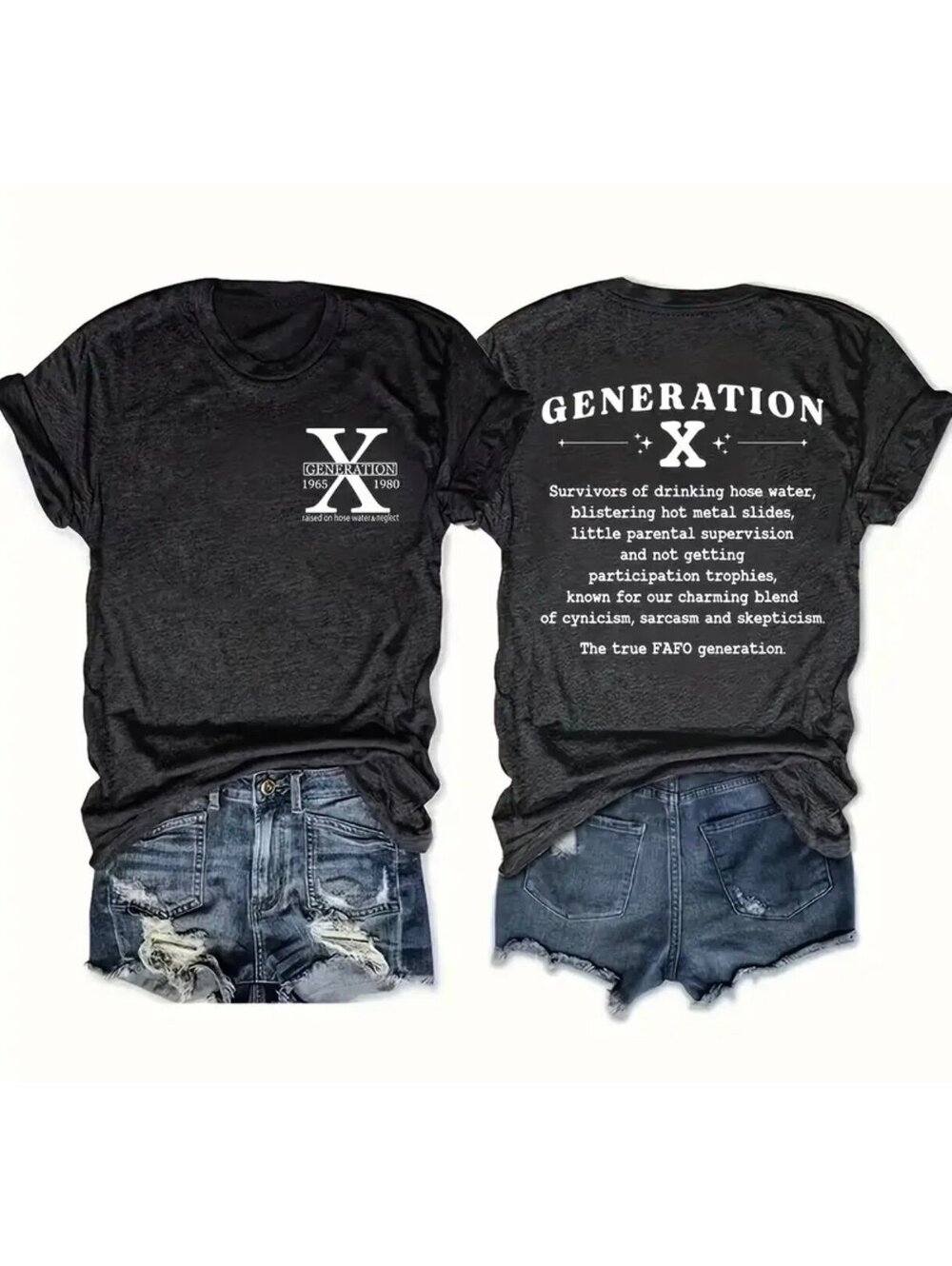 New - FUN! Generation X - Graphic Print Crew Neck Short Sleeve T-Shirt - Size L